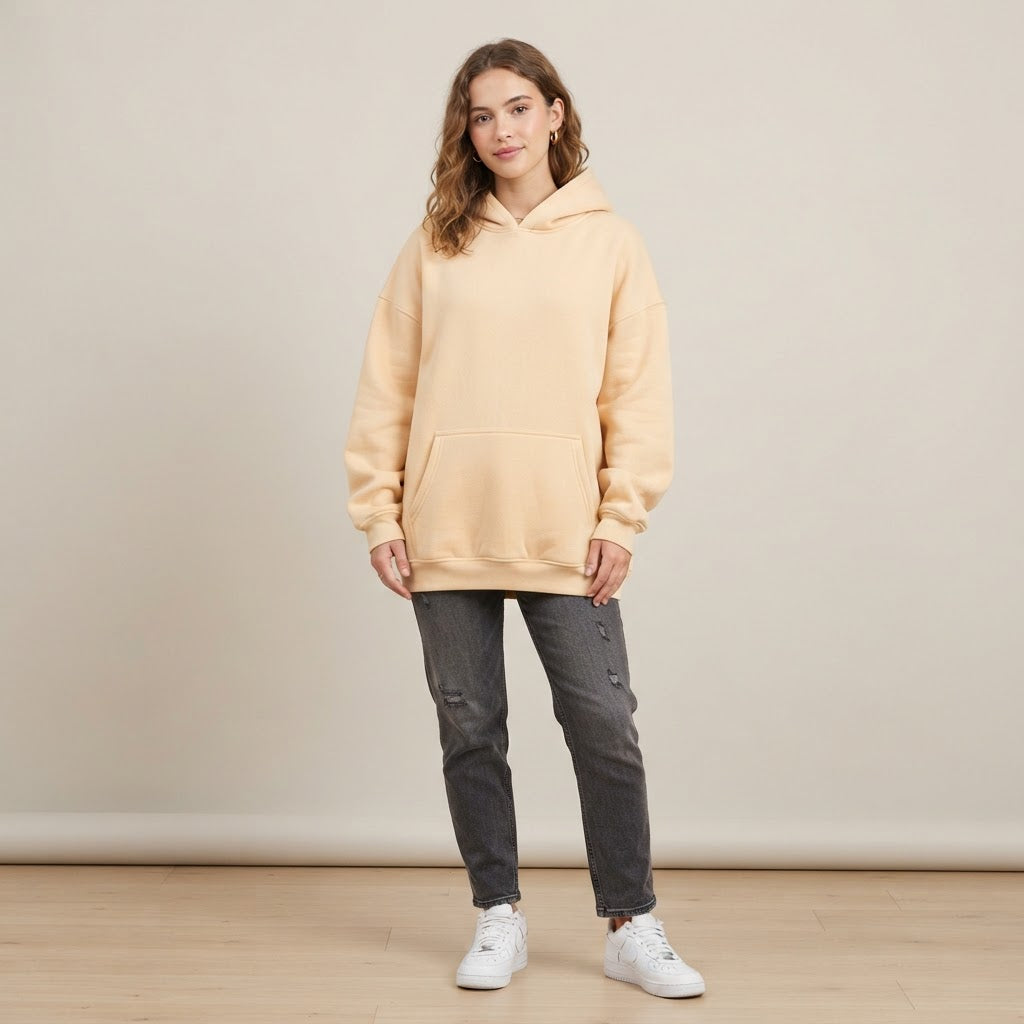 Fleece-Kapuzenpullover — Mokka-Mousse