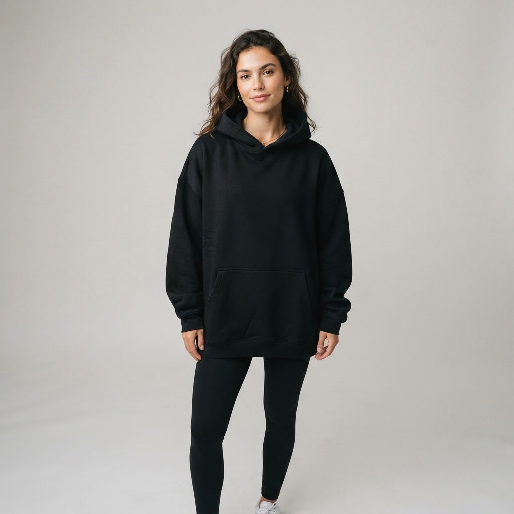 Fleece-Kapuzenpullover — Mokka-Mousse