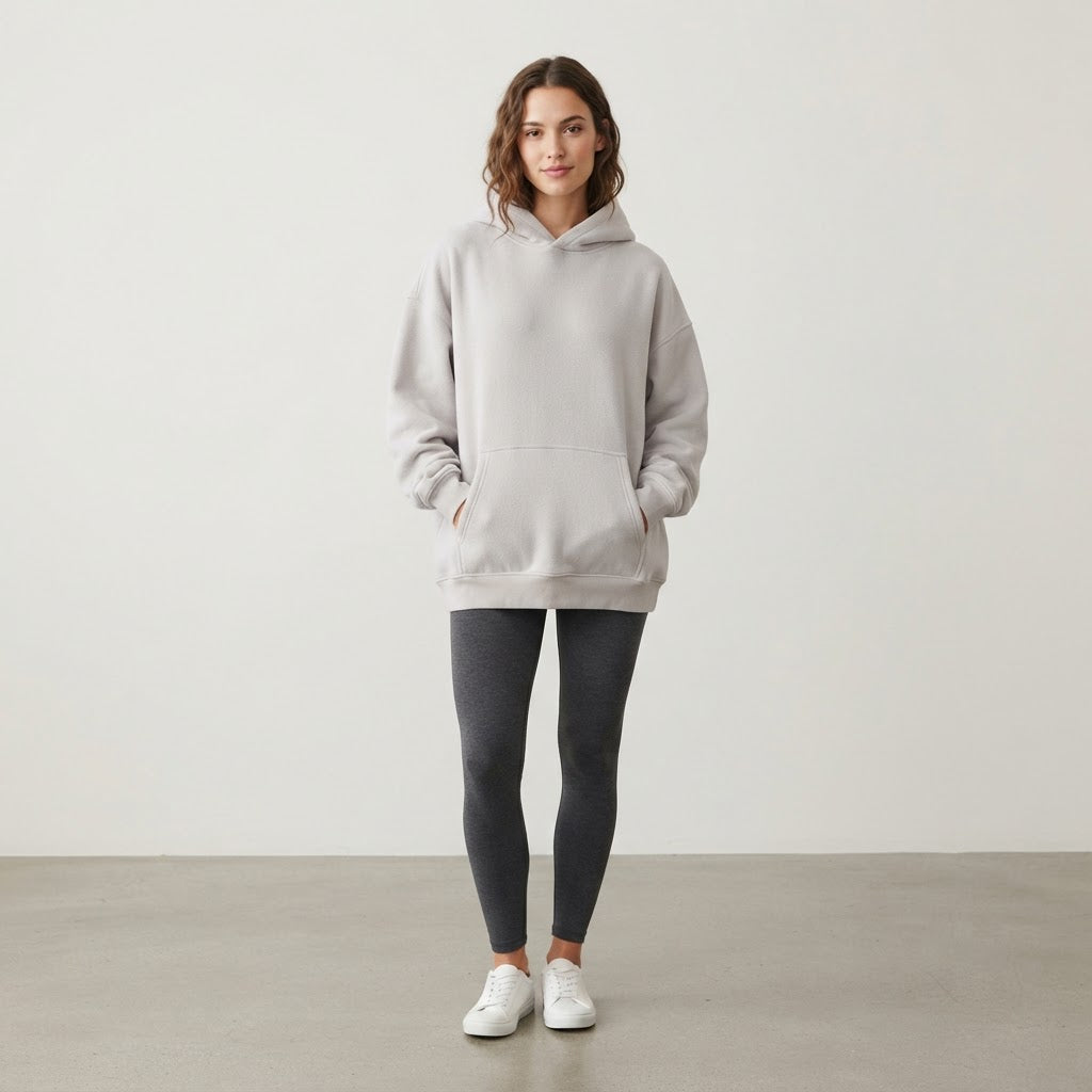Fleece-Kapuzenpullover — Mokka-Mousse