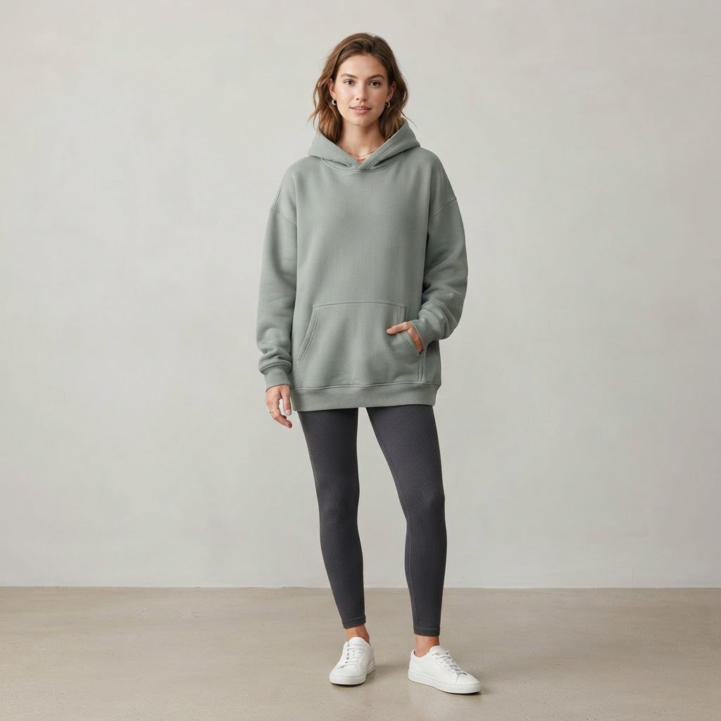 Fleece-Kapuzenpullover — Mokka-Mousse