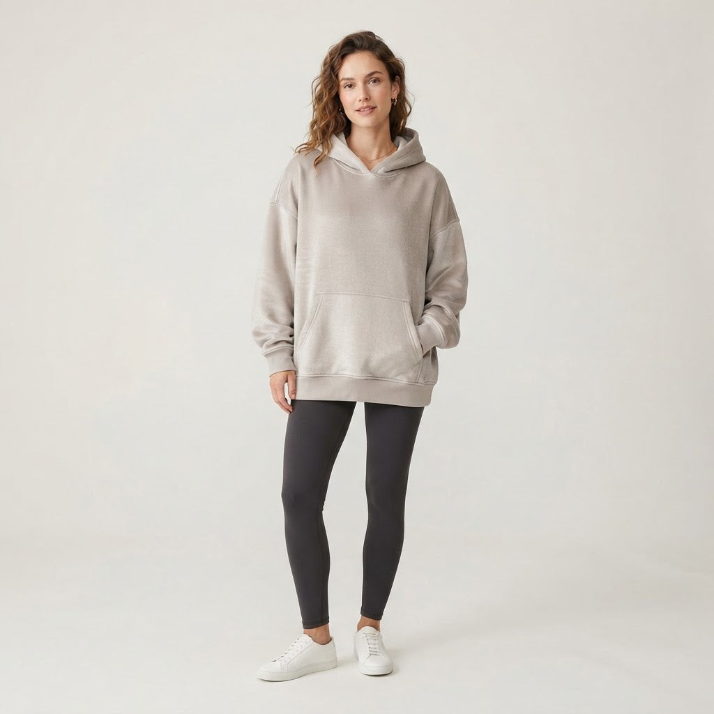 Fleece-Kapuzenpullover — Mokka-Mousse